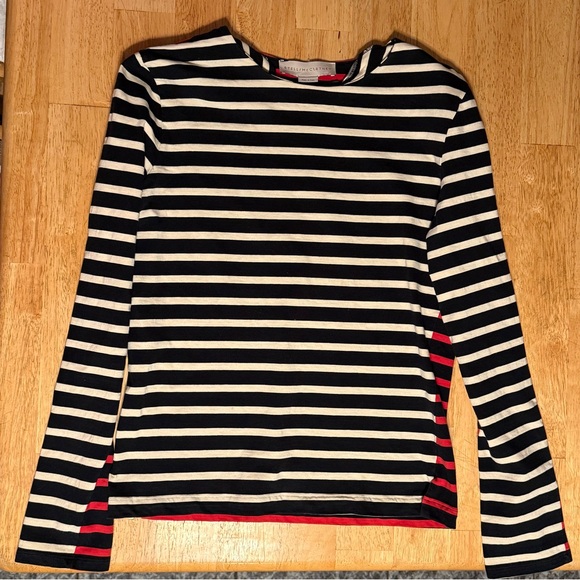 Stella McCartney Black and Cream Striped Long Sleeve Tee Size 44 RUNS SMALL - Picture 4 of 7